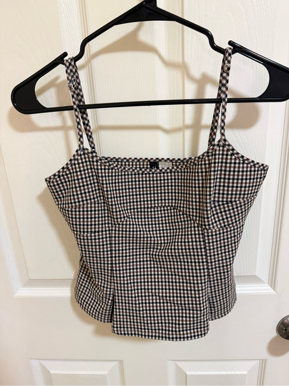 H&M Fitted Checkered Square-Neck Cami